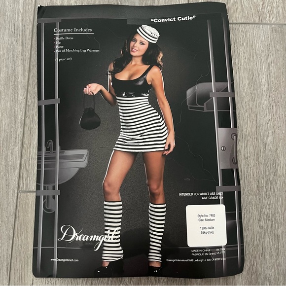 Convict Cutie Prisoner Costume Size M Sexy Halloween DREAMGIRLS Missing Purse - Picture 1 of 12